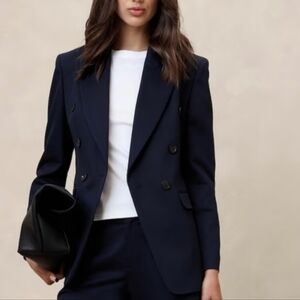 Banana Republic NWOT Stretch Cotton Blazer Women's 14 Navy